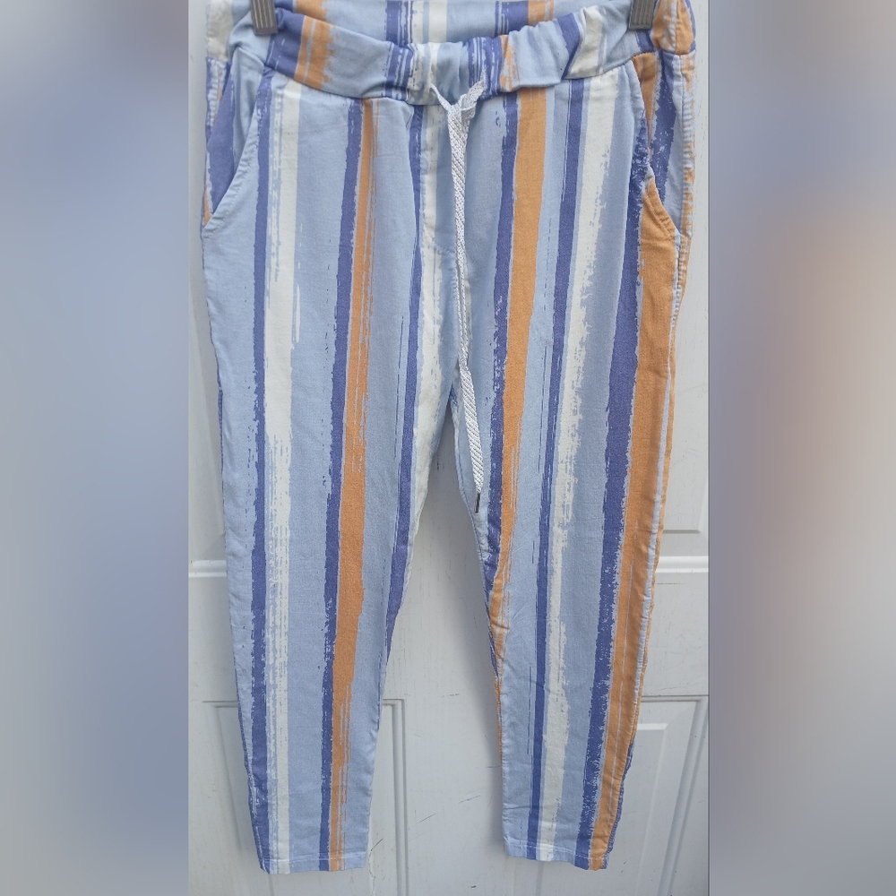 Venti6 Women's Multicolor  Drawstring Casual Stretch Pants Size M